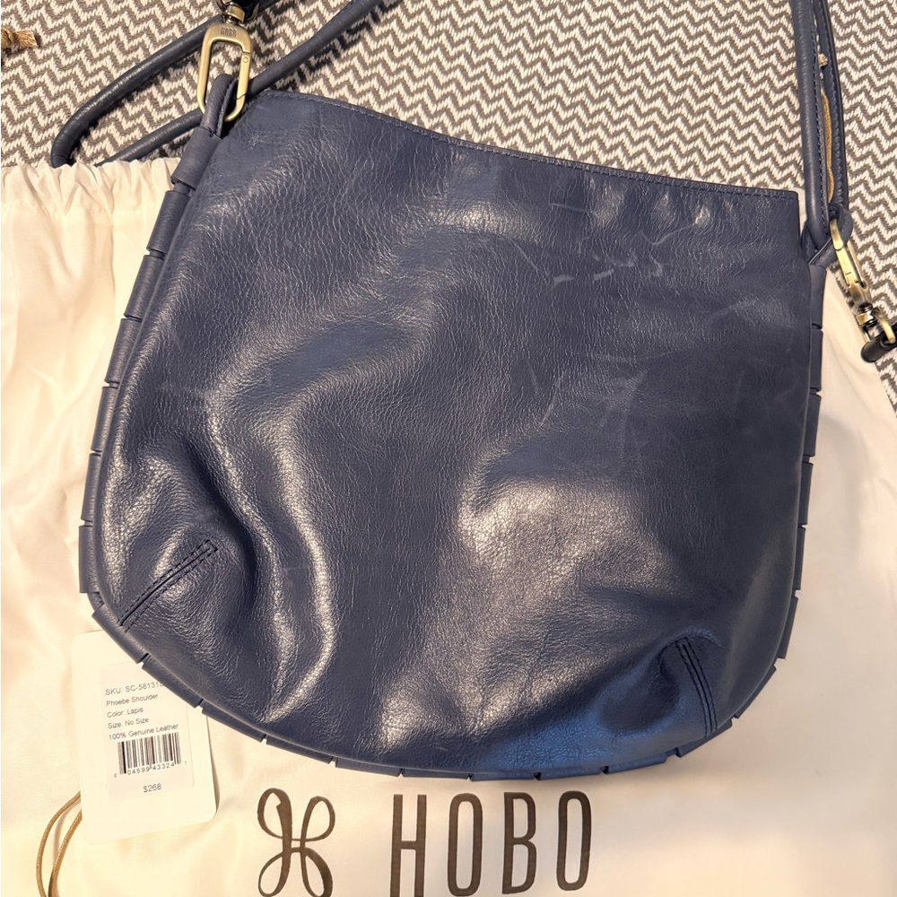 HOBO Deep Navy Leather Slouch Hobo Bag with Adjustable Strap